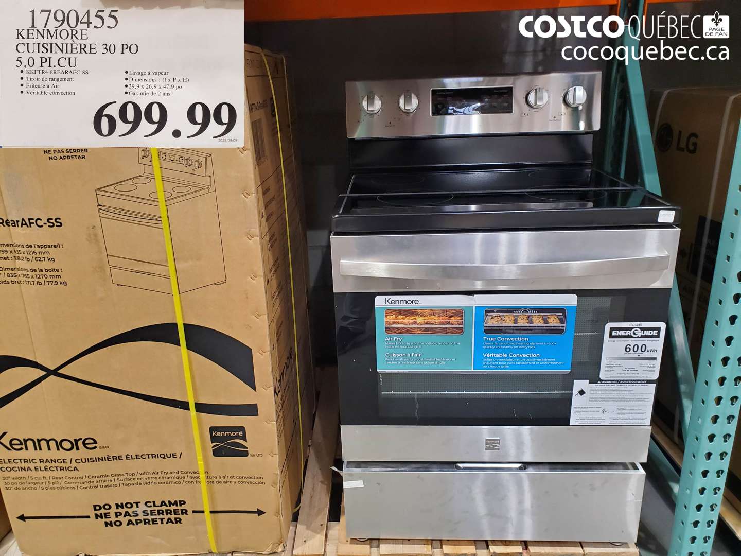 1790455 KENMORE CUISINIERE 30 PO 5,0 PI.CU $699.99