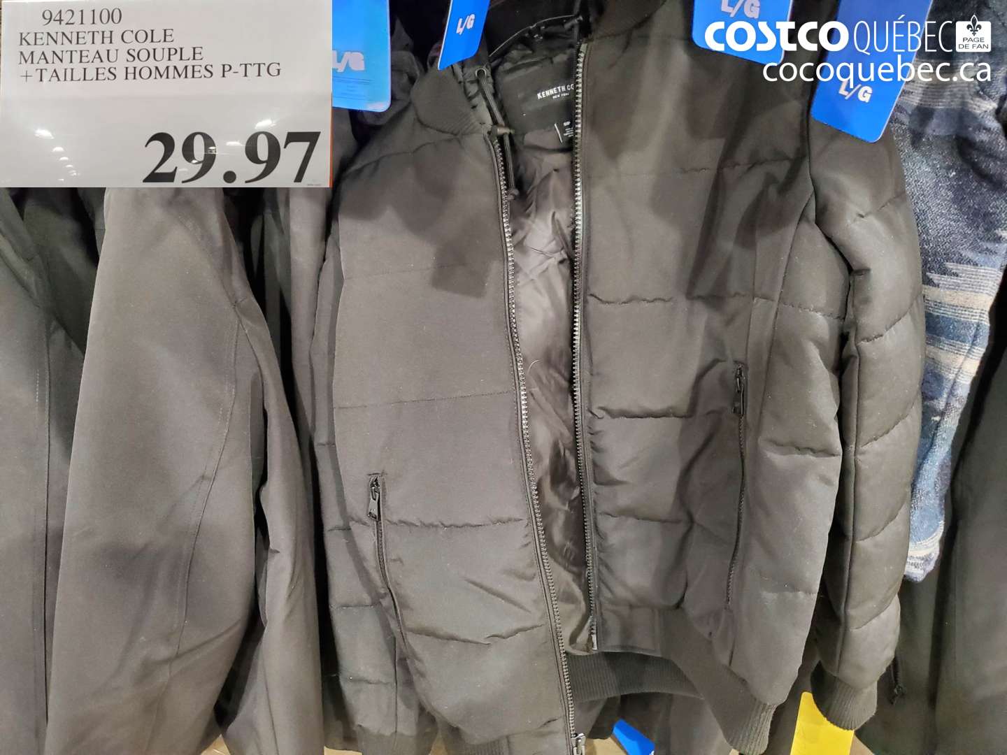 9421100 KENNETH COLE MANTEAU SOUPLE +TAILLES HOMMES P-TTG $29.97