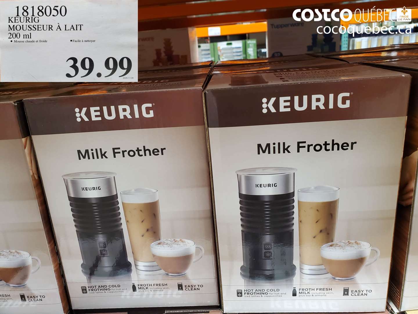 1818050 KEURIG MOUSSEUR À LAIT 200 ml $39.99