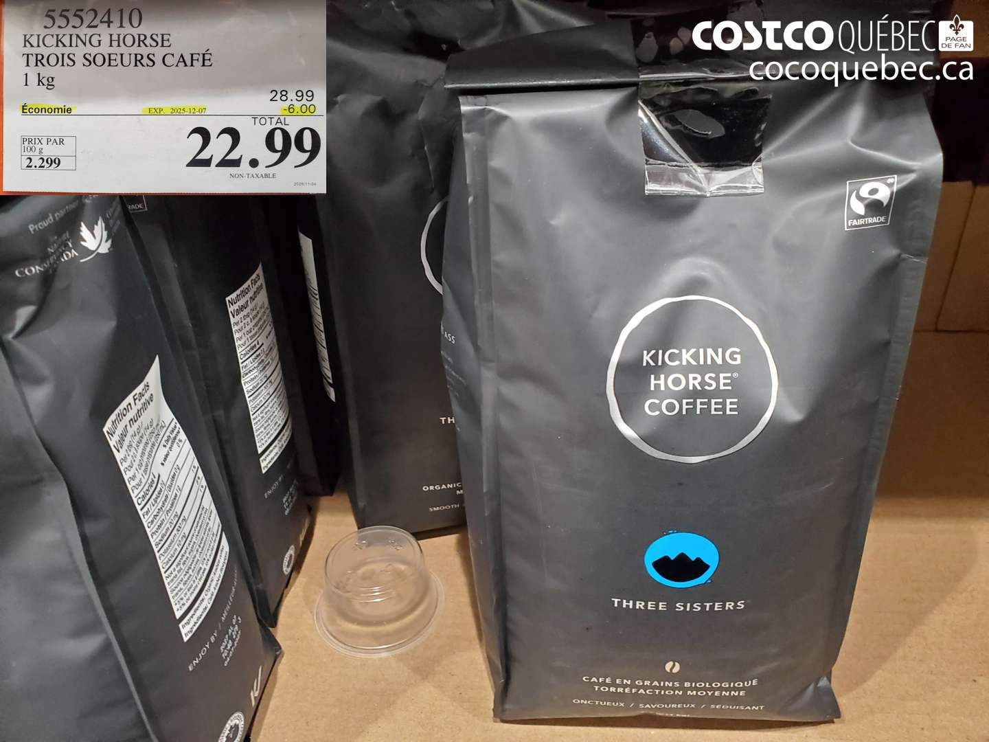 5552410 KICKING HORSE TROIS SOEURS CAFE 1 kg ($6.00 INSTANT SAVINGS EXPIRES ON 2025-12-07) $22.99