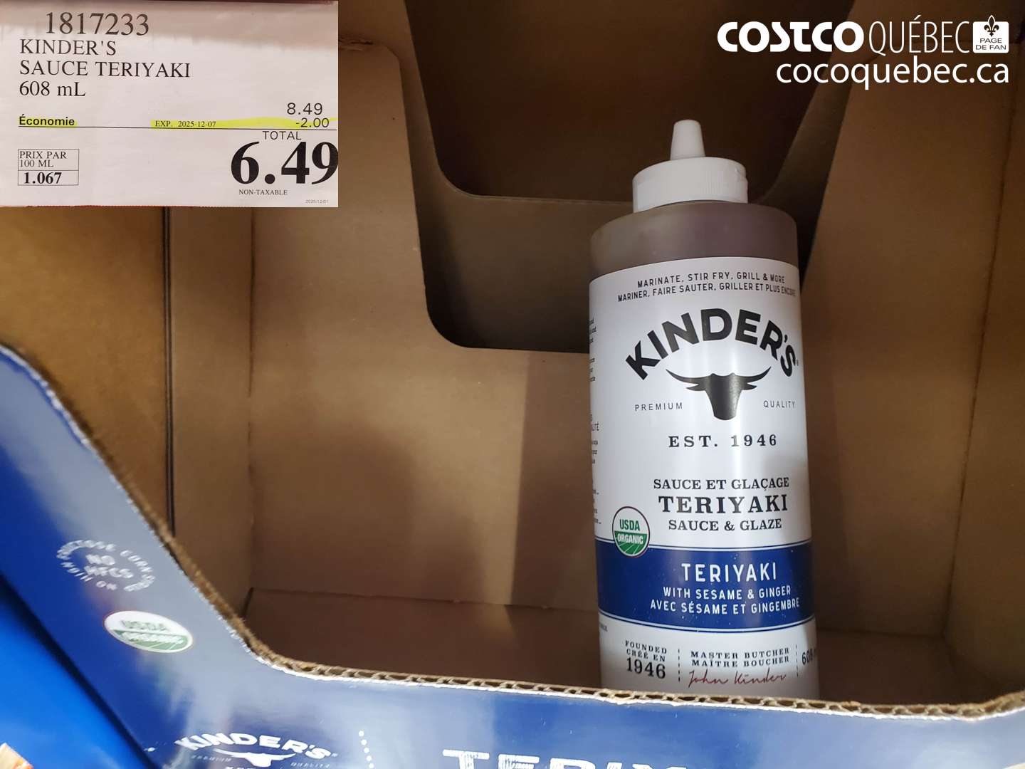 1817233 KINDER'S SAUCE TERIYAKI 608ML ($2.00 INSTANT SAVINGS EXPIRES ON 2025-12-07) $6.49