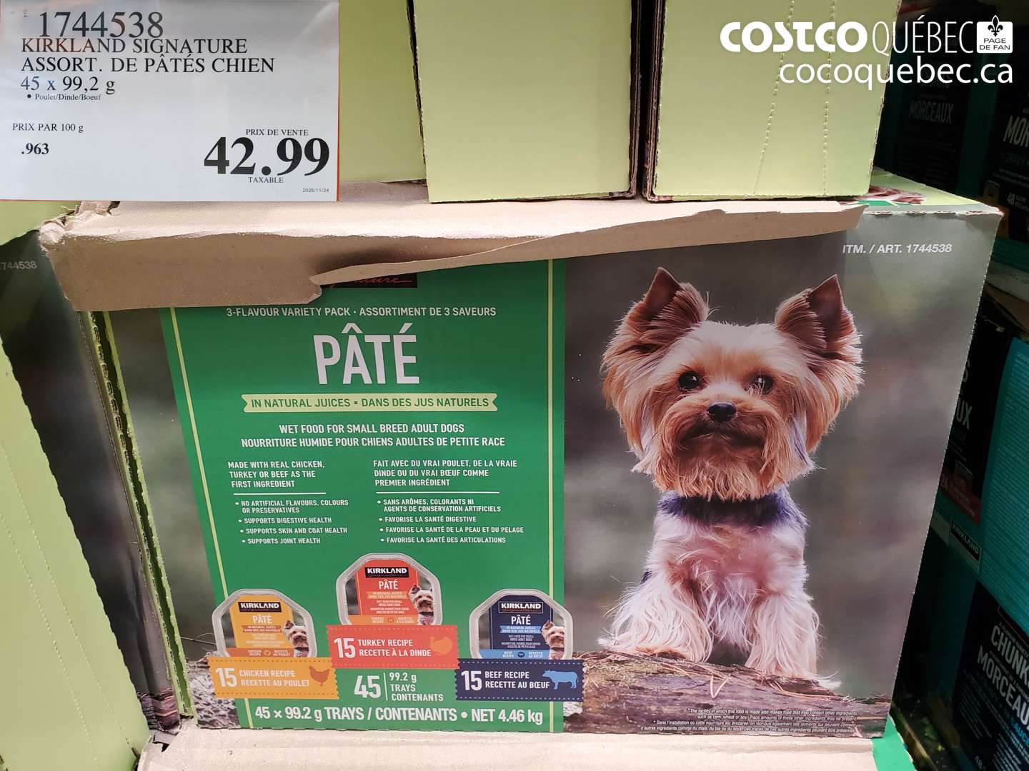 1744538 KIRKLAND SIGNATURE ASSORT. DE PÂTES CHIEN $42.99