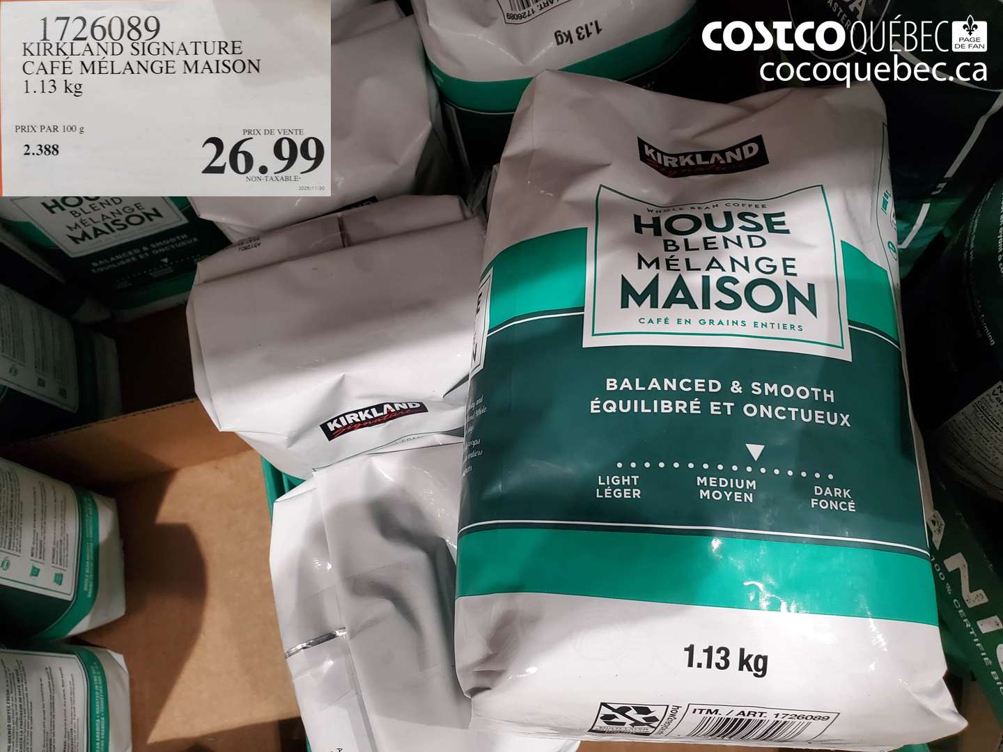 1726089 KIRKLAND SIGNATURE CAFÉ MÉLANGE MAISON $26.99