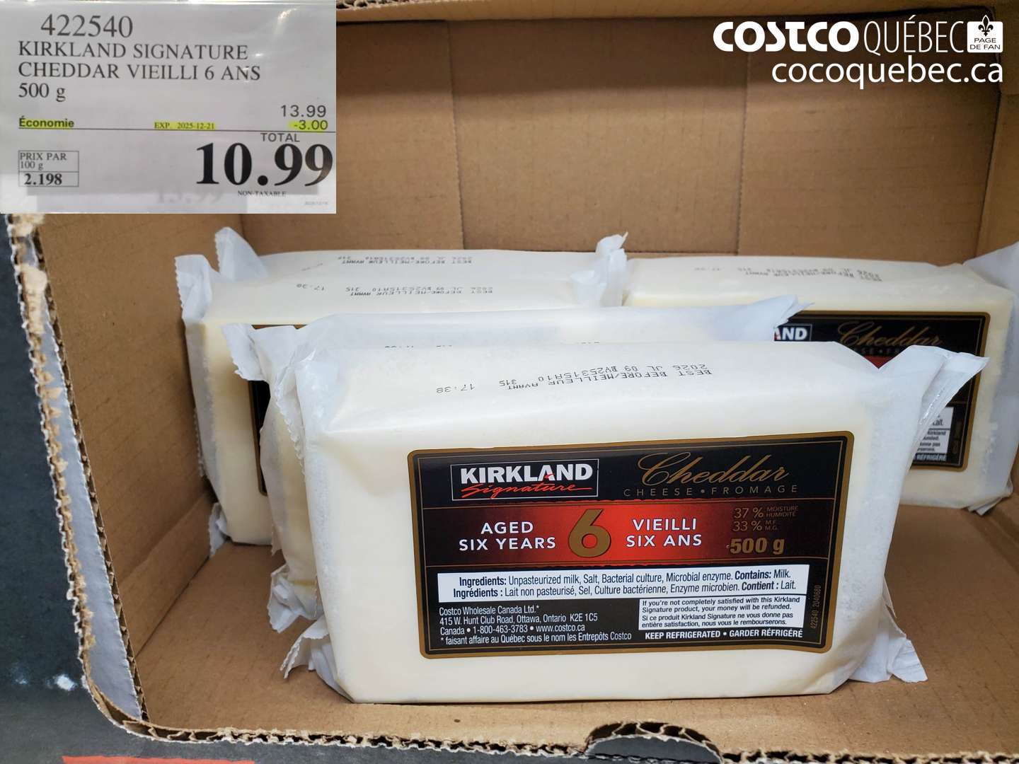 422540 KIRKLAND SIGNATURE CHEDDAR VIEILLI 6 ANS ($3.00 INSTANT SAVINGS EXPIRES ON 2025-12-21) $10.99