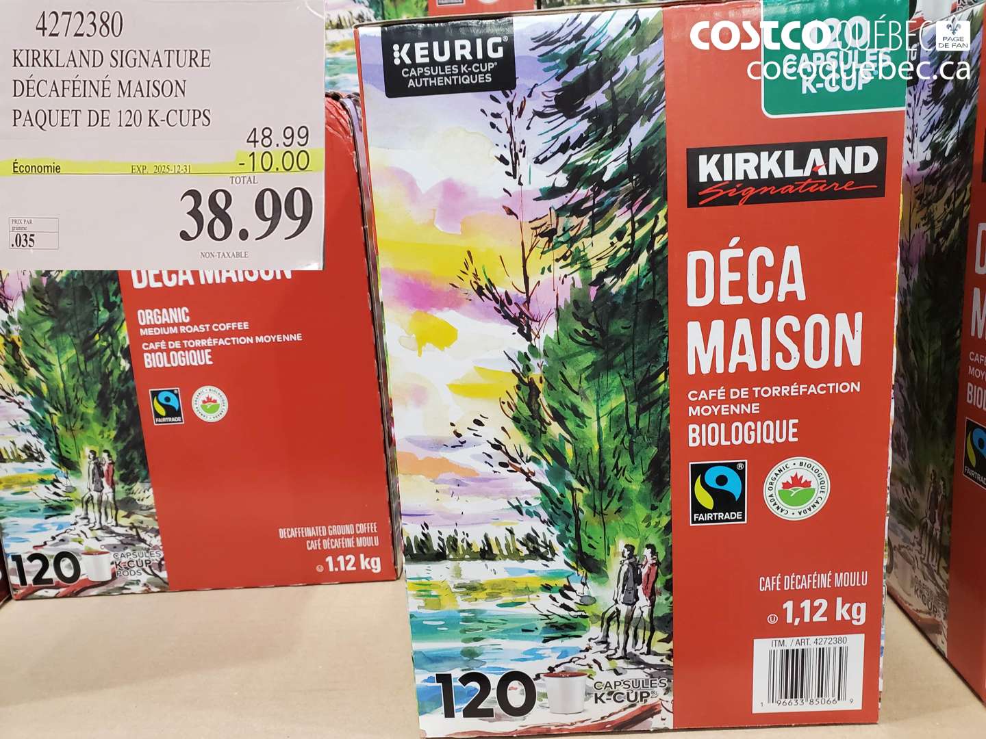 4272380 KIRKLAND SIGNATURE DÉCAFÉINÉ MAISON PAQUET DE 120 K-CUPS ($10.00 INSTANT SAVINGS EXPIRES ON 2025-12-31) $38.99