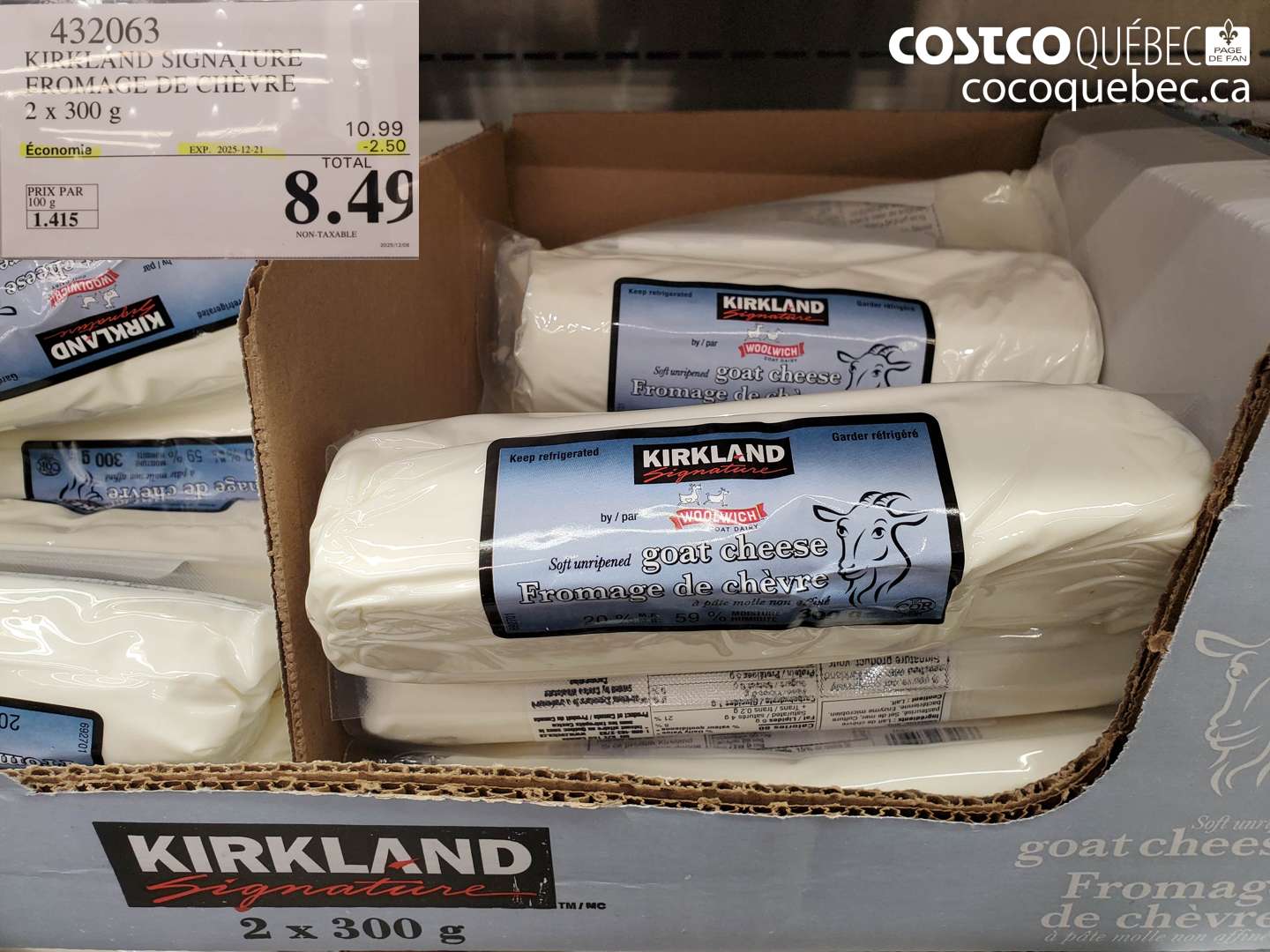 432063 KIRKLAND SIGNATURE FROMAGE DE CHEVRE (EXPIRES ON 2025-12-21) $8.49