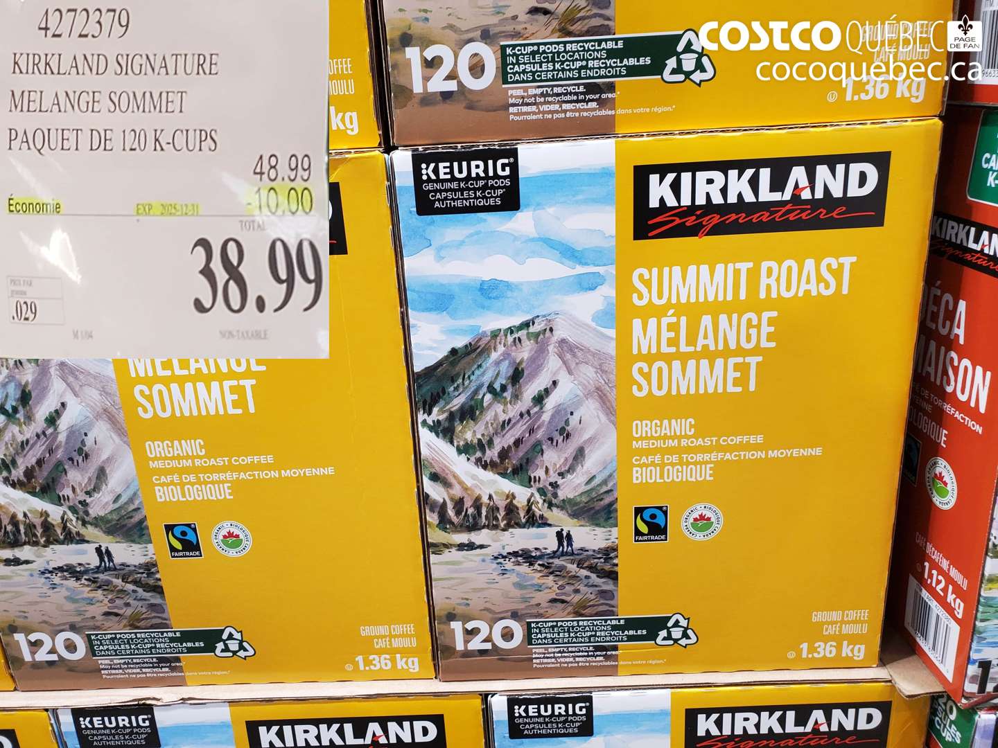 4272379 KIRKLAND SIGNATURE MELANGE SOMMET PAQUET DE 120 K-CUPS ($10.00 INSTANT SAVINGS EXPIRES ON 2025-12-31) $38.99