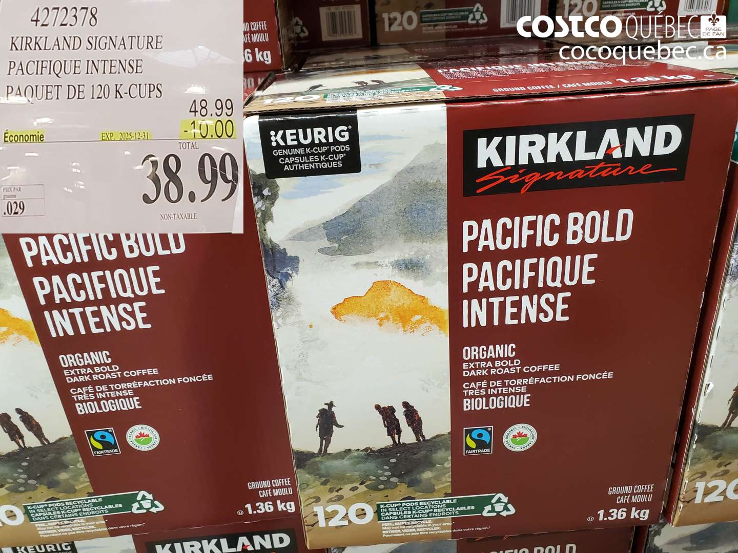 4272378 KIRKLAND SIGNATURE PACIFIQUE INTENSE PAQUET DE 120 K-CUPS ($10.00 INSTANT SAVINGS EXPIRES ON 2025-12-31) $38.99