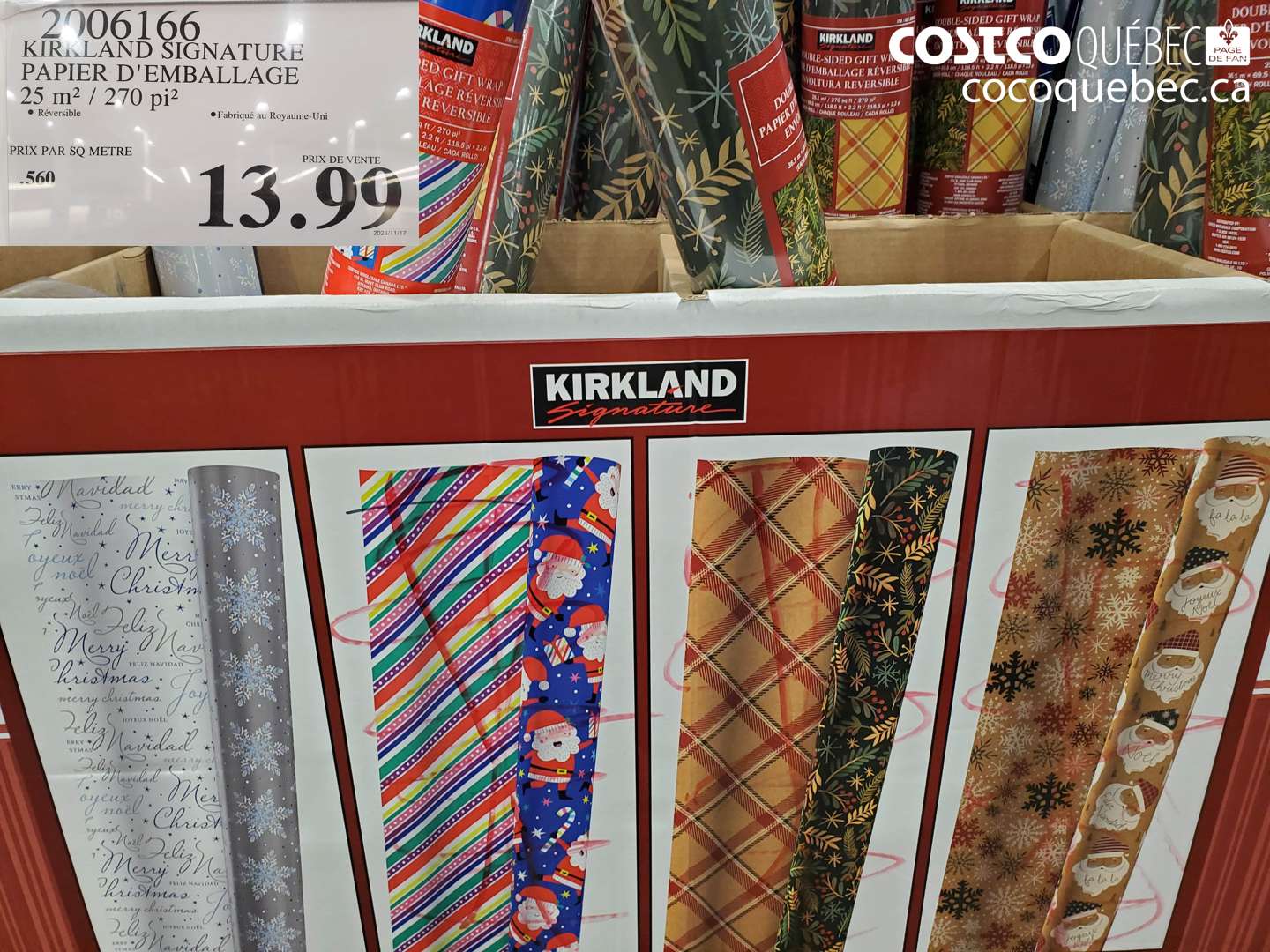 2006166 KIRKLAND SIGNATURE PAPIER D'EMBALLAGE 25 m² / 270 pi² $13.99