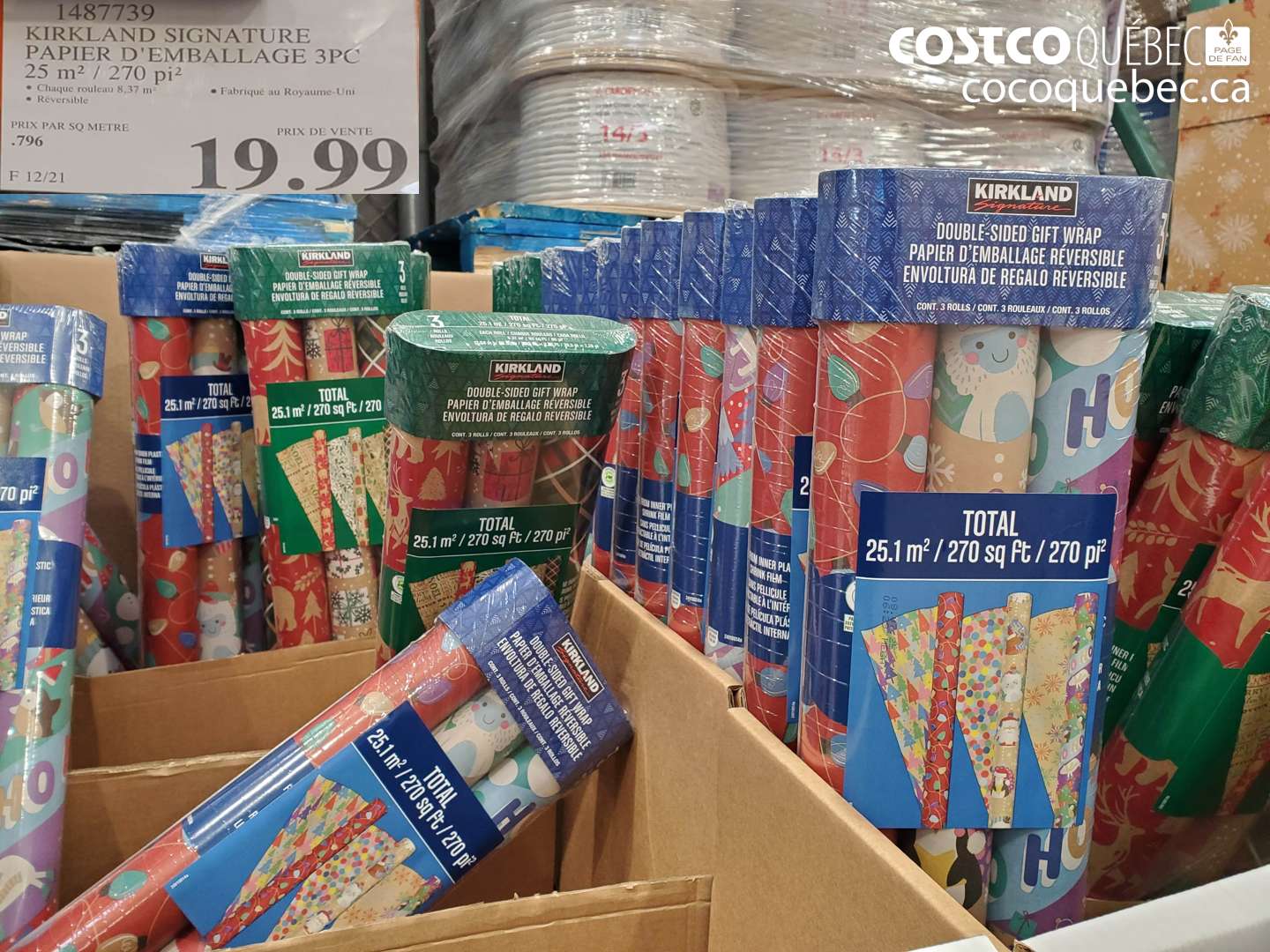 1487739 KIRKLAND SIGNATURE PAPIER D'EMBALLAGE 3PC 25 m² / 270 pi² $19.99