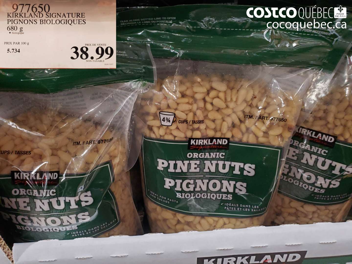 977650 KIRKLAND SIGNATURE PIGNONS BIOLOGIQUES 680 g $38.99