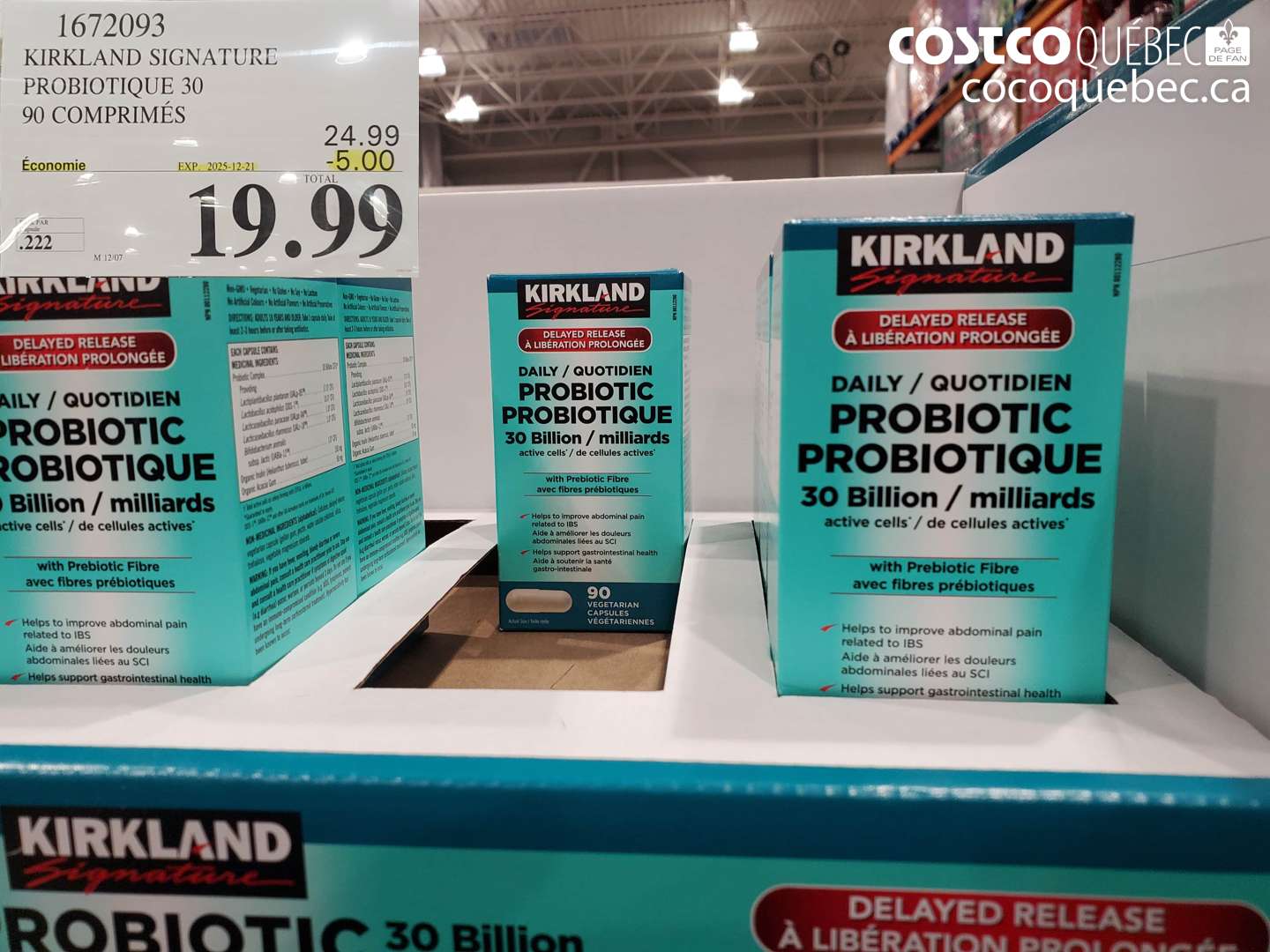 1672093 KIRKLAND SIGNATURE PROBIOTIQUE 90 COMPRIME  ($5.00 INSTANT SAVINGS EXPIRES ON 2025-12-21) $19.99