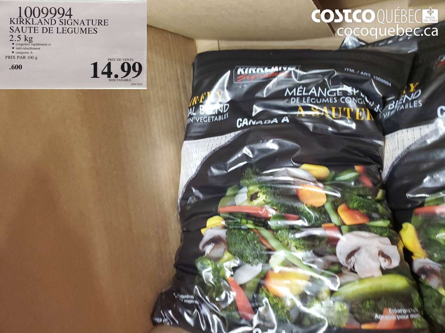 1009994 KIRKLAND SIGNATURE SAUTE DE LEGUMES 2.5 kg $14.99