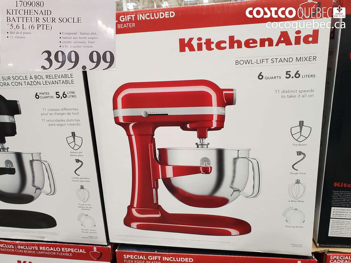 1709080 KITCHENAID BATTEUR SUR SOCLE 5,6 L (6 PTE) $399.99