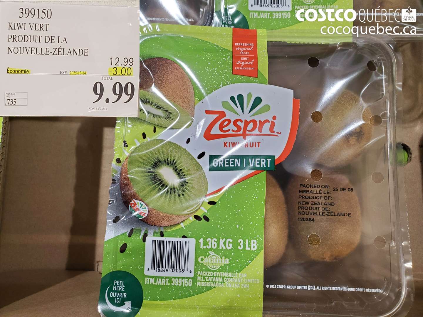 399150 KIWI VERT PRODUIT DE LA NOUVELLE-ZÉLANDE ($3.00 INSTANT SAVINGS EXPIRES ON 2025-12-14) $9.99