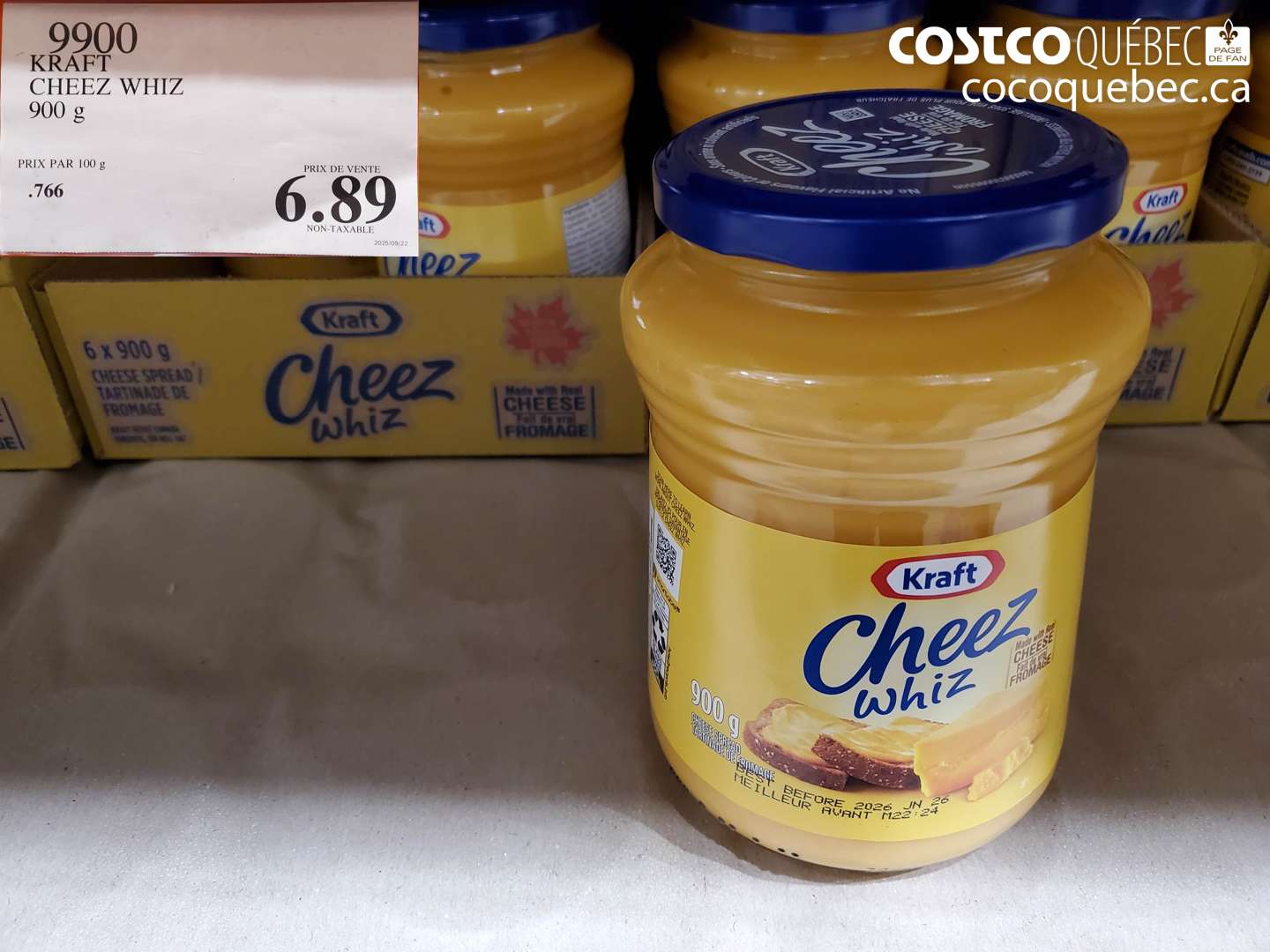 9900 KRAFT CHEEZ WHIZ 900 g $6.89