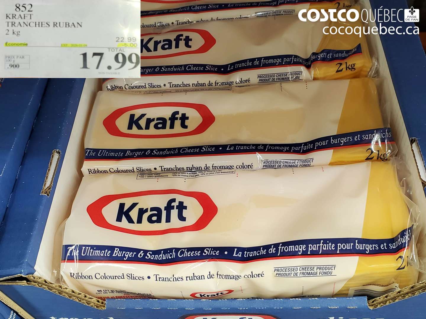 852 KRAFT TRANCHES RUBAN 2 kg ($5.00 INSTANT SAVINGS EXPIRES ON 2026-01-04) $17.99