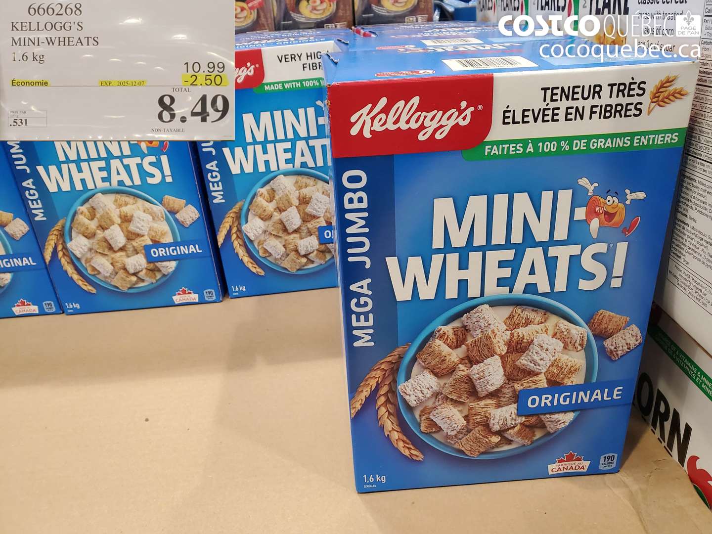 666268 Kellogg's Mini-Wheats 1.6 kg ($2.50 INSTANT SAVINGS EXPIRES ON 2025-12-07) $8.49