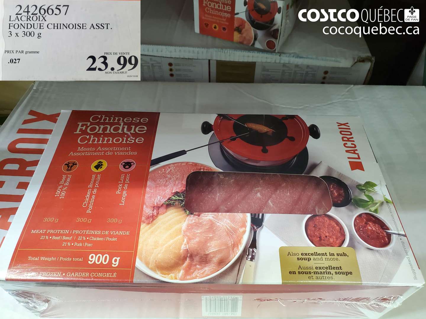 2426657 LACROIX FONDUE CHINOISE ASST. 3 x 300 g $23.99