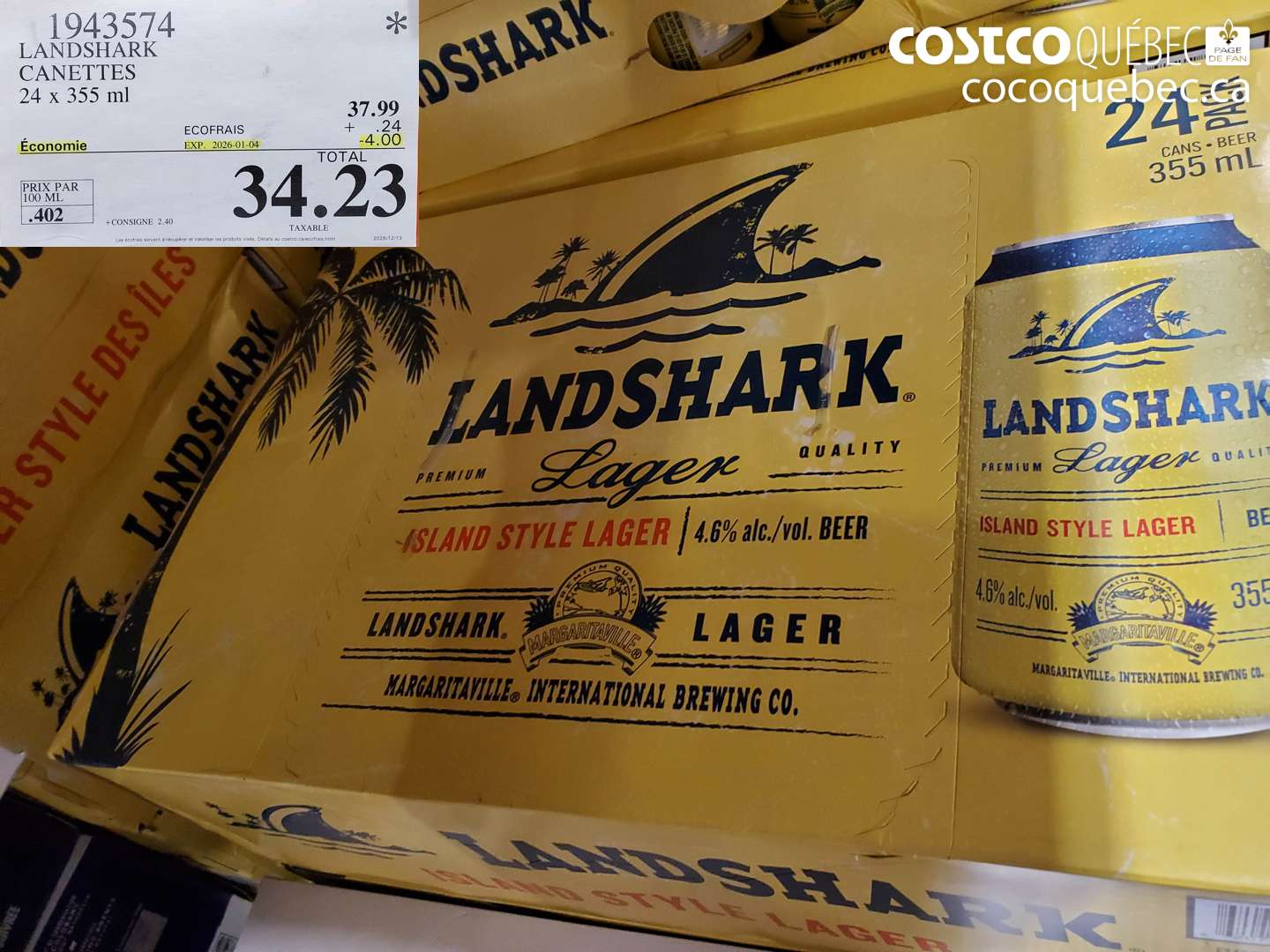 1943574 LANDSHARK CANETTES 24 x 355 ml ($4.00 INSTANT SAVINGS EXPIRES ON 2026-01-04) $34.23