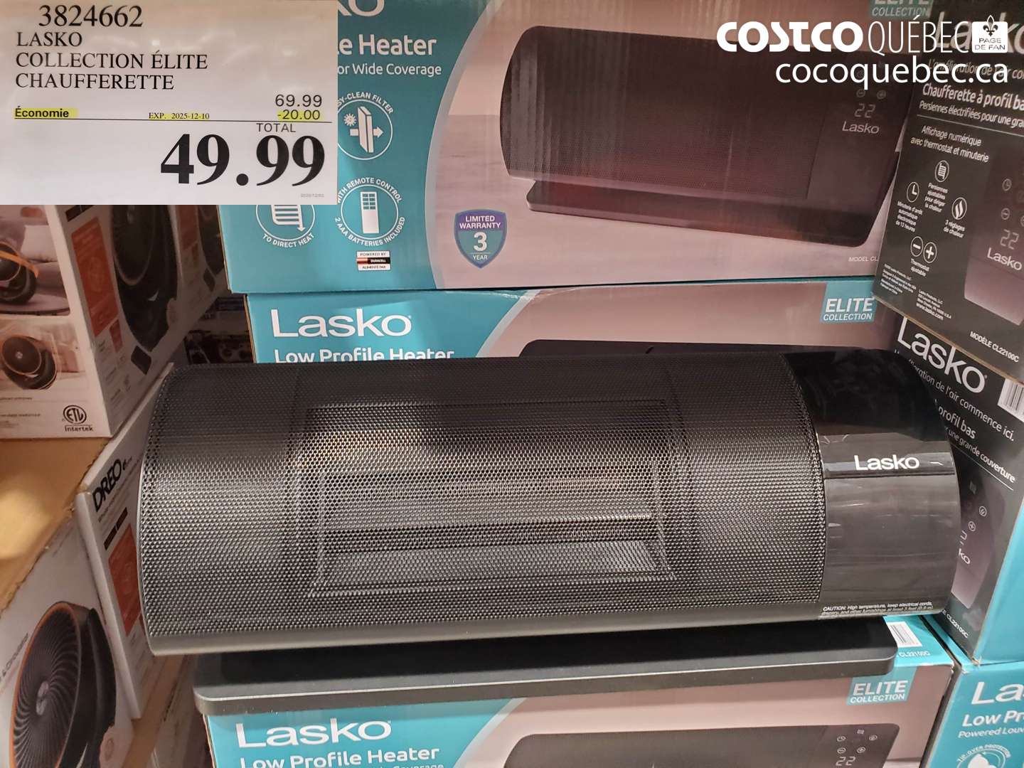 3824662 LASKO COLLECTION ÉLITE CHAUFFERETTE (EXPIRES ON 2025-12-10) $49.99