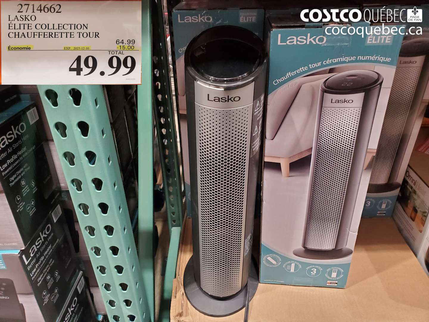 2714662 LASKO ÉLITE COLLECTION CHAUFFERETTE TOUR (EXPIRES ON 2025-12-10) $49.99