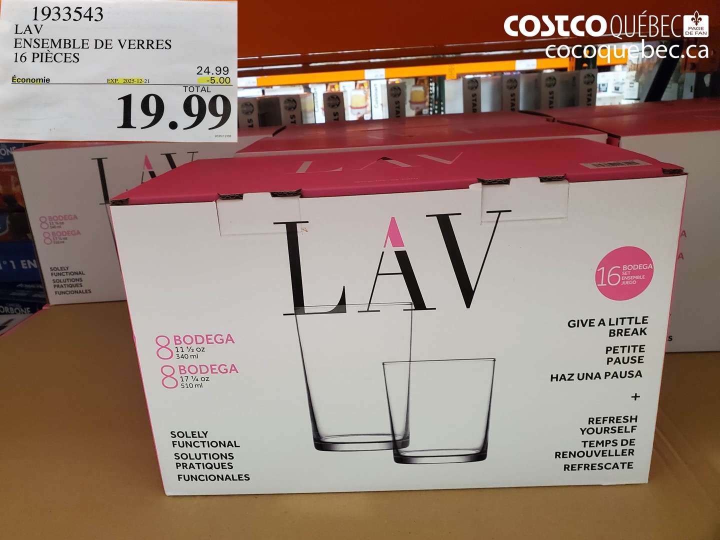 1933543 LAV ENSEMBLE DE VERRES 16 PIECES ($5.00 INSTANT SAVINGS EXPIRES ON 2025-12-21) $19.99