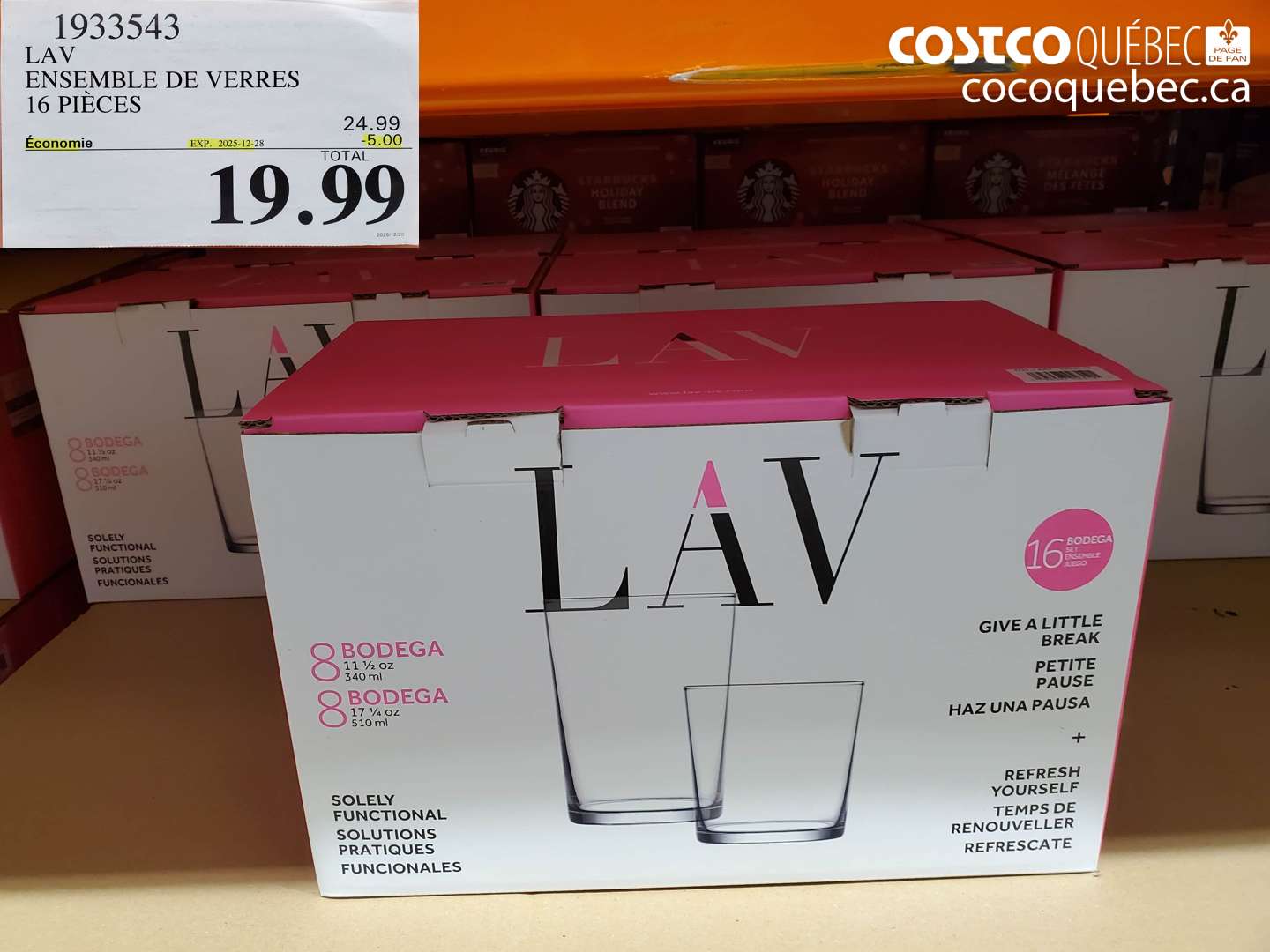 1933543 LAV ENSEMBLE DE VERRES 16 PIECES ($5.00 INSTANT SAVINGS EXPIRES ON 2025-12-28) $19.99