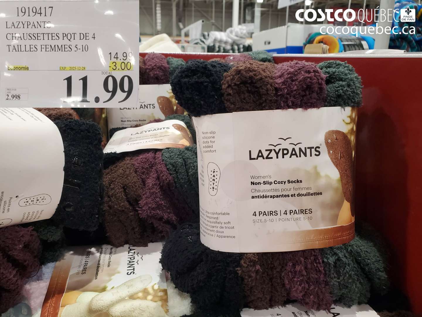 1919417 LAZYPANTS CHAUSSETTES PQT DE 4 TAILLES FEMMES 5-10 ($3.00 INSTANT SAVINGS EXPIRES ON 2025-12-28) $11.99