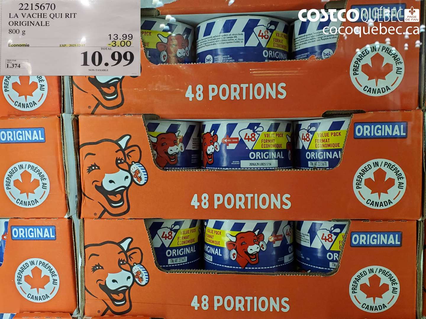 2215670 LA VACHE QUI RIT ORIGINALE 800 g ($3.00 INSTANT SAVINGS EXPIRES ON 2025-12-17) $10.99