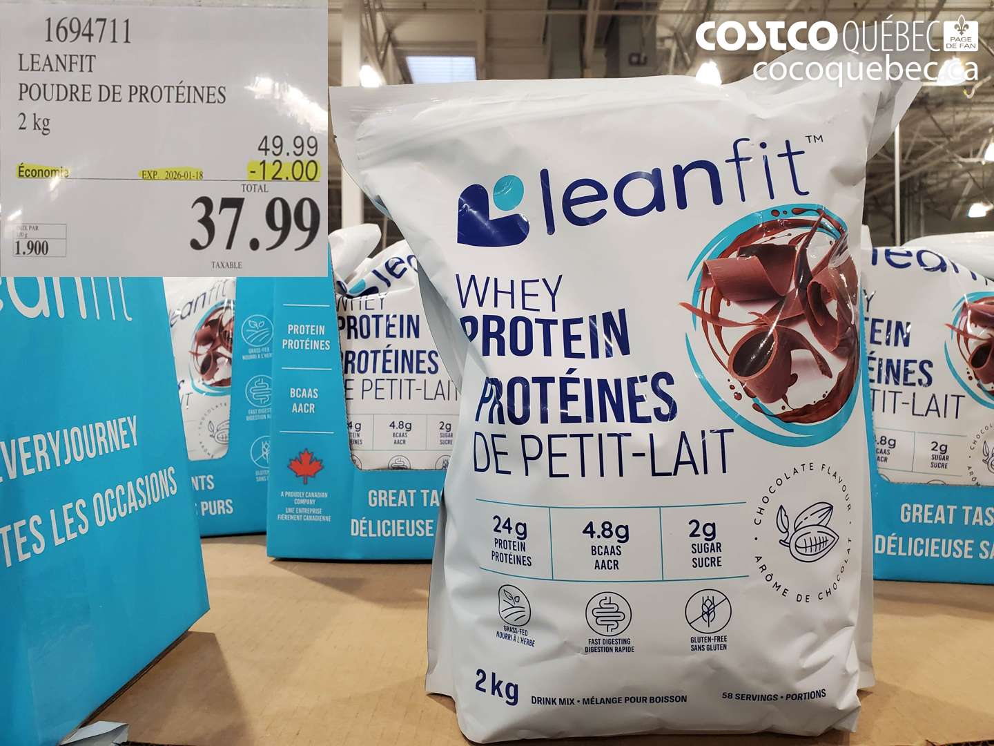 1694711 LEANFIT POUDRE DE PROTÉINES 2 kg ($12.00 INSTANT SAVINGS EXPIRES ON 2026-01-18) $37.99