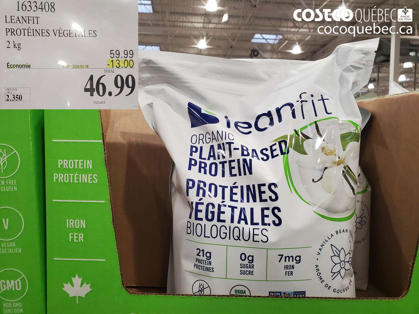 1633408 LEANFIT PROTÉINES VÉGÉTALES ($13.00 INSTANT SAVINGS EXPIRES ON 2026-01-18) $46.99