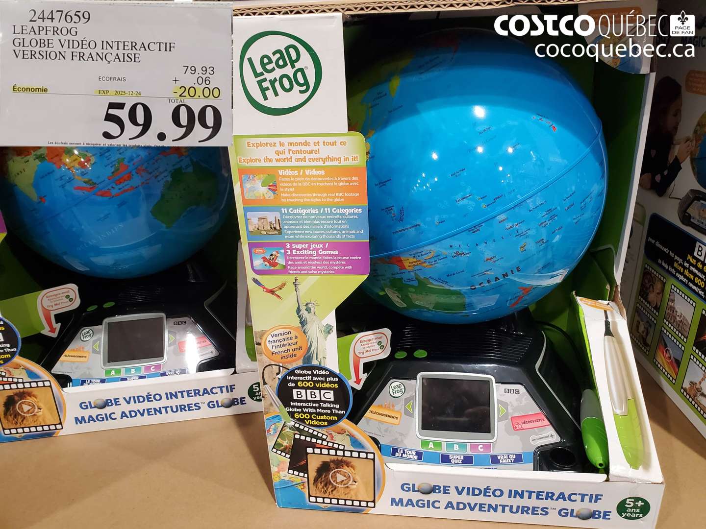 2447659 LEAPFROG GLOBE VIDÉO INTERACTIF VERSION FRANÇAISE ($20.00 INSTANT SAVINGS EXPIRES ON 2025-12-24) $59.99
