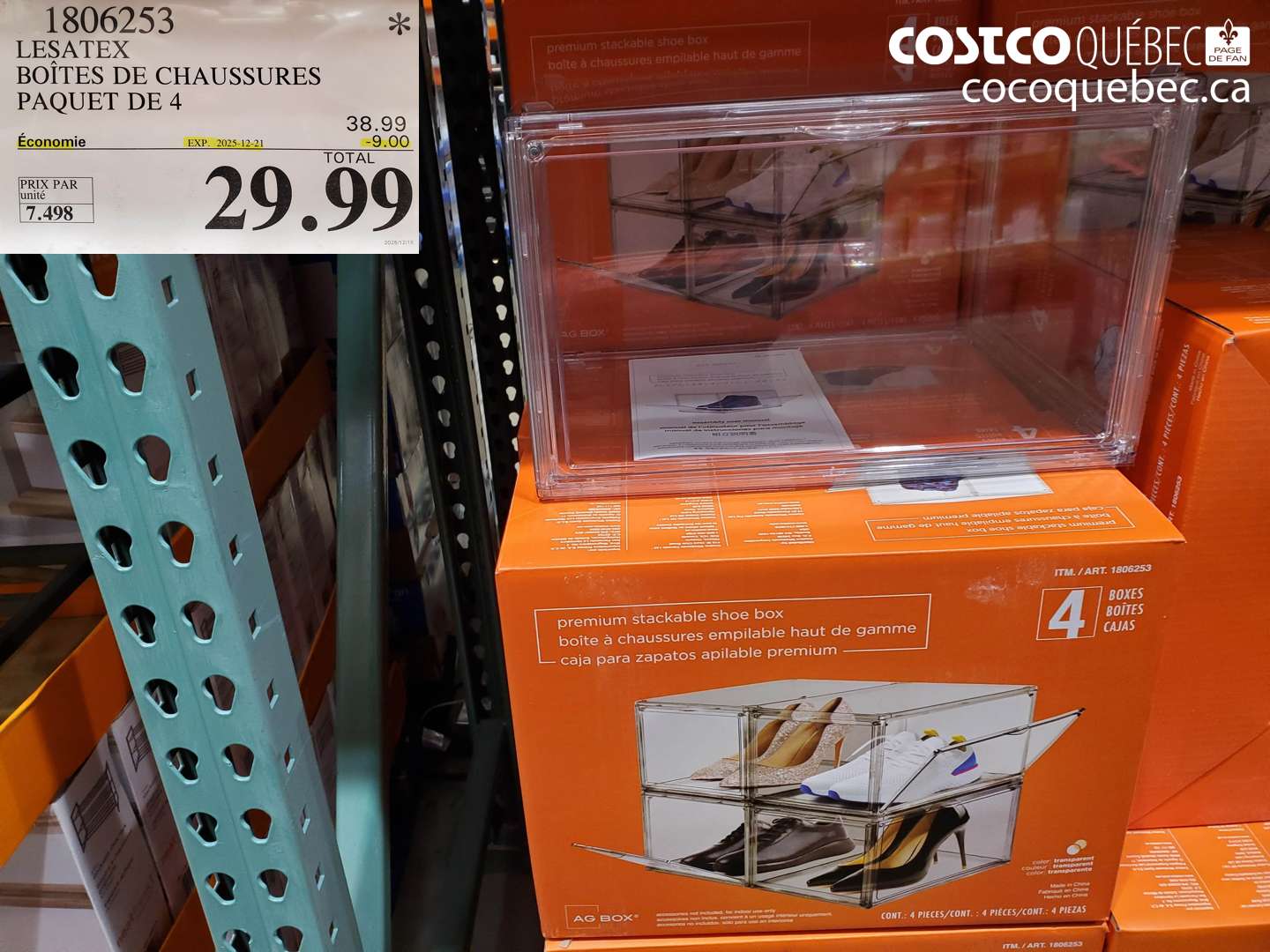 1806253 LESATEX BOÎTES DE CHAUSSURES PAQUET DE 4 ($9.00 INSTANT SAVINGS EXPIRES ON 2025-12-21) $29.99