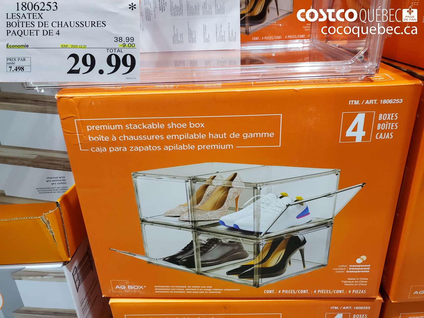 1806253 LESATEX BOITES DE CHAUSSURES PAQUET DE 4  ($9.00 INSTANT SAVINGS EXPIRES ON 2025-12-21) $29.99