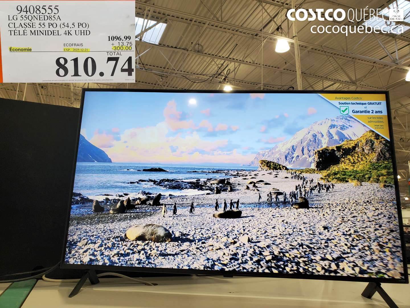 94008555 LG 55QNED85A CLASSE 55 PO (54,5 PO) TELE MINIDEL 4K UHD ($300.00 INSTANT SAVINGS EXPIRES ON 2025-12-21) $810.74