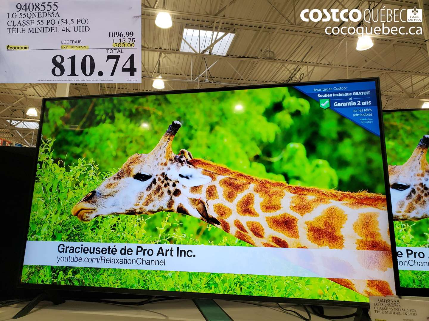 9408555 LG 55QNED85A CLASSE 55 PO (54,5 PO) TÉLÉ MINIDEL 4K UHD ($300.00 INSTANT SAVINGS EXPIRES ON 2025-12-21) $810.74