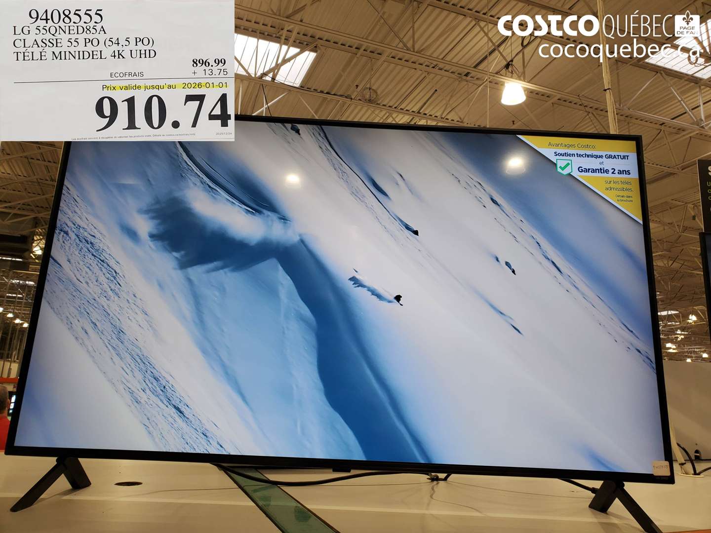 9408555 LG 55QNED85A CLASSE 55 PO (54,5 PO) TÉLÉ MINIDEL 4K UHD (EXPIRES ON 2026-01-01) $910.74