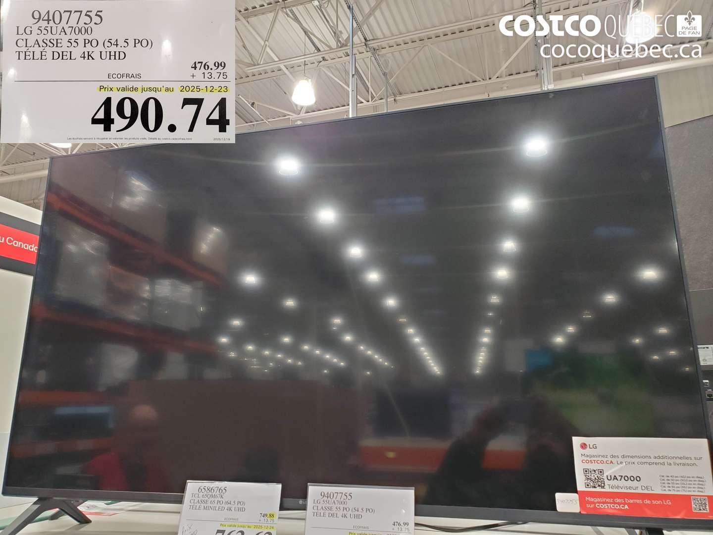 9407755 LG 55UA7000 CLASS 55 PO (54.5 PO) TÉLÉ DEL 4K UHD (EXPIRES ON 2025-12-23) $490.74