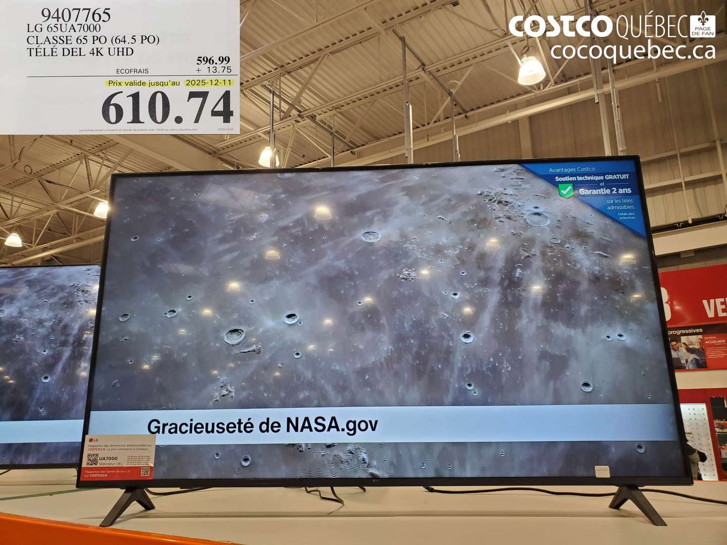 9407765 LG 65UA7000 CLASSE 65 PO (64.5 PO) TÉLÉ DEL 4K UHD (EXPIRES ON 2025-12-11) $610.74