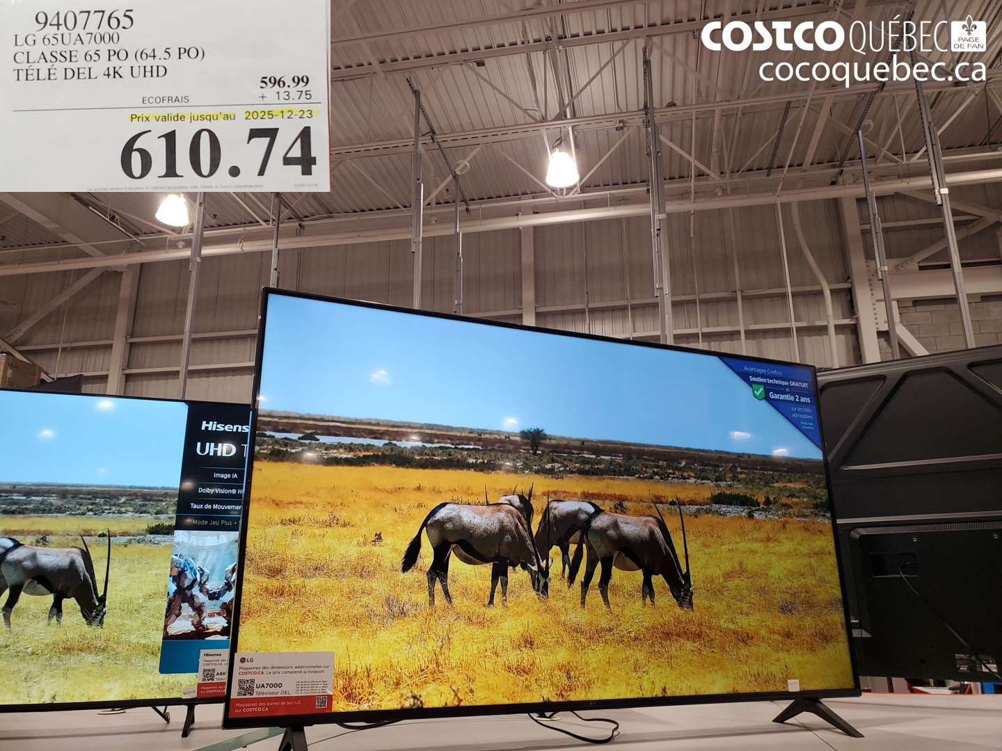 9407765 LG 65UA7000 CLASSE 65 PO (64.5 PO) TÉLÉ DEL 4K UHD (EXPIRES ON 2025-12-23) $610.74