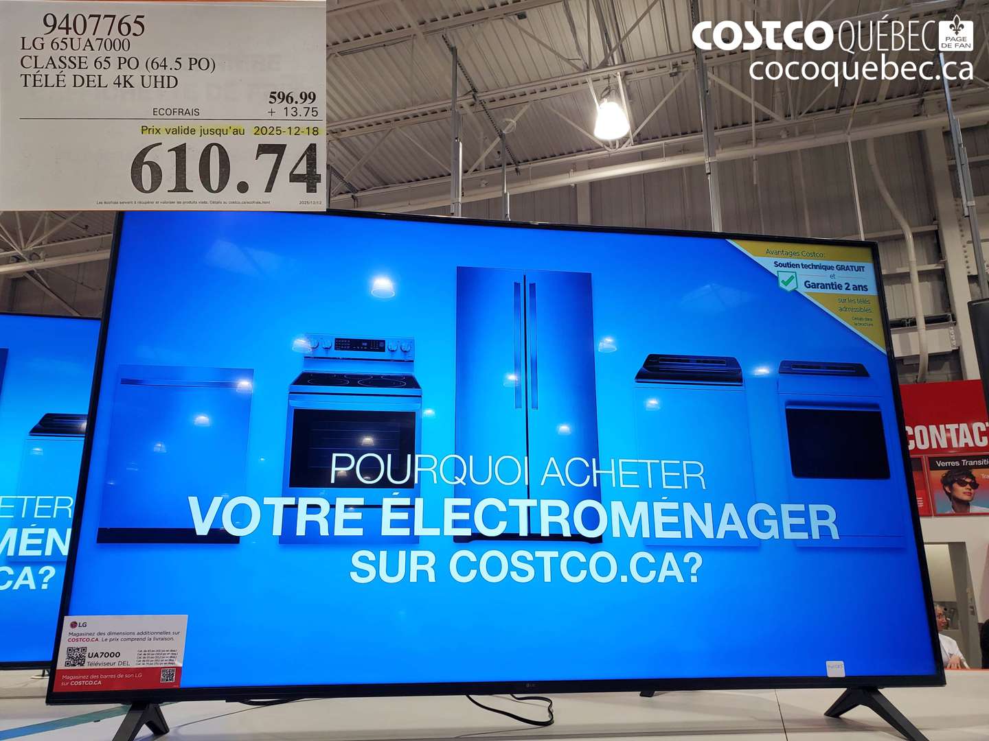 9407765 LG 65UA7000 Class 65 PO (64.5 PO) LED TV 4K UHD (EXPIRES ON 2025-12-18) $610.74