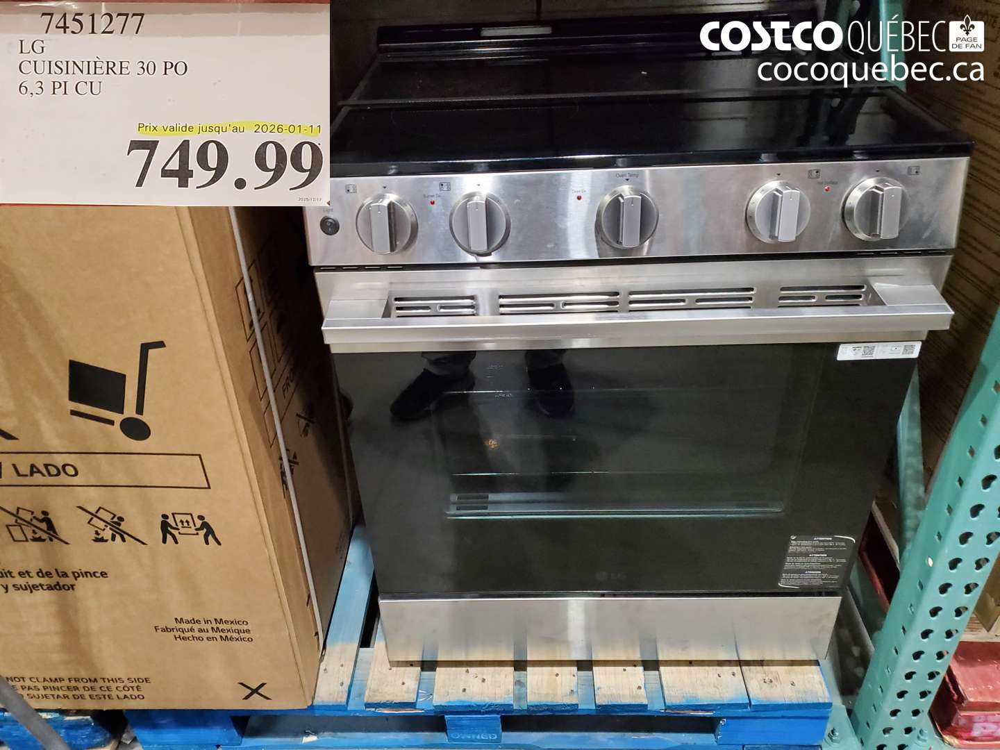 7451277 LG CUISINIÈRE 30 PO 6,3 PI CU (EXPIRES ON 2026-01-11) $749.99