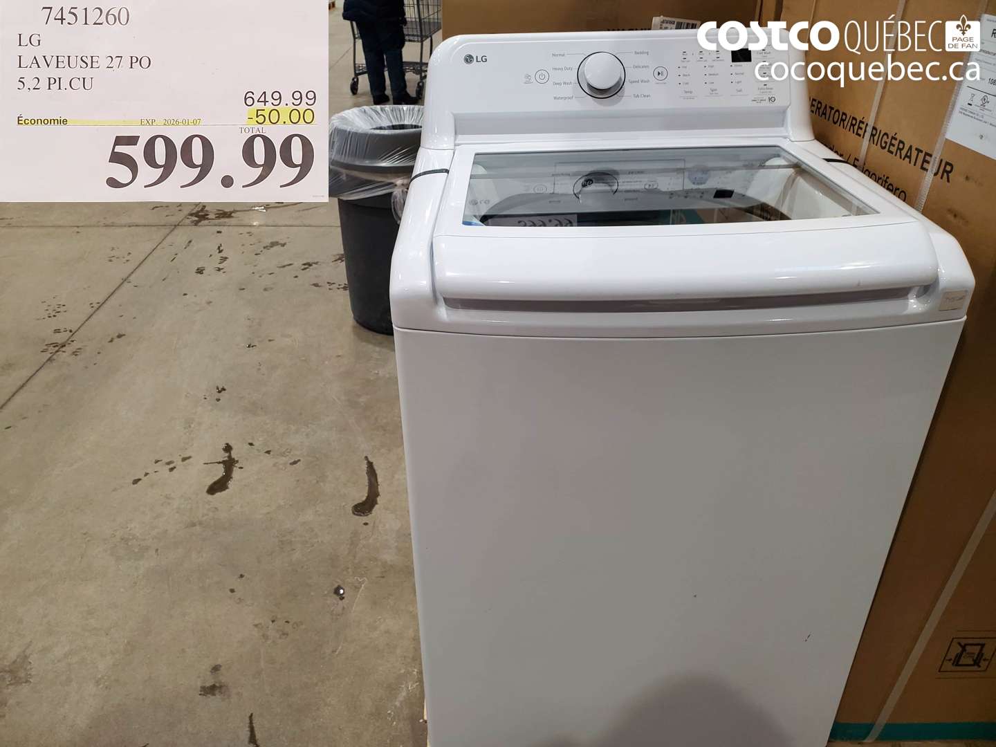 7451260 LG LAVEUSE 27 PO 5,2 PL.CU ($50.00 INSTANT SAVINGS EXPIRES ON 2026-01-07) $599.99