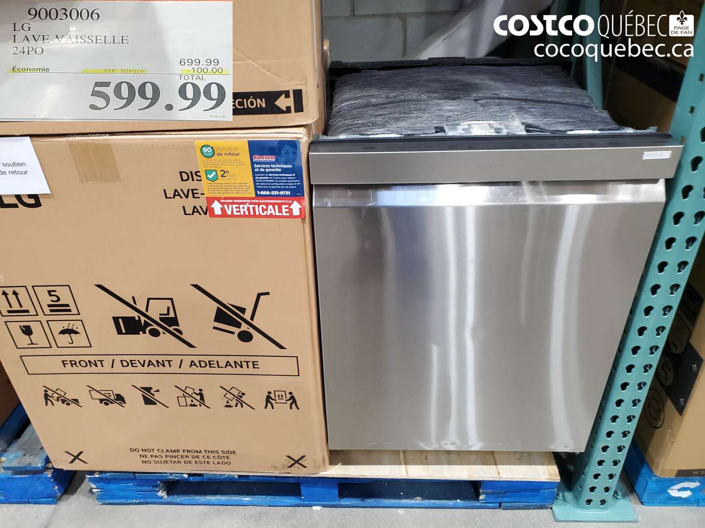 9003006 LG LAVE-VAISSELLE 24PO ($100.00 INSTANT SAVINGS EXPIRES ON 2026-01-07) $599.99