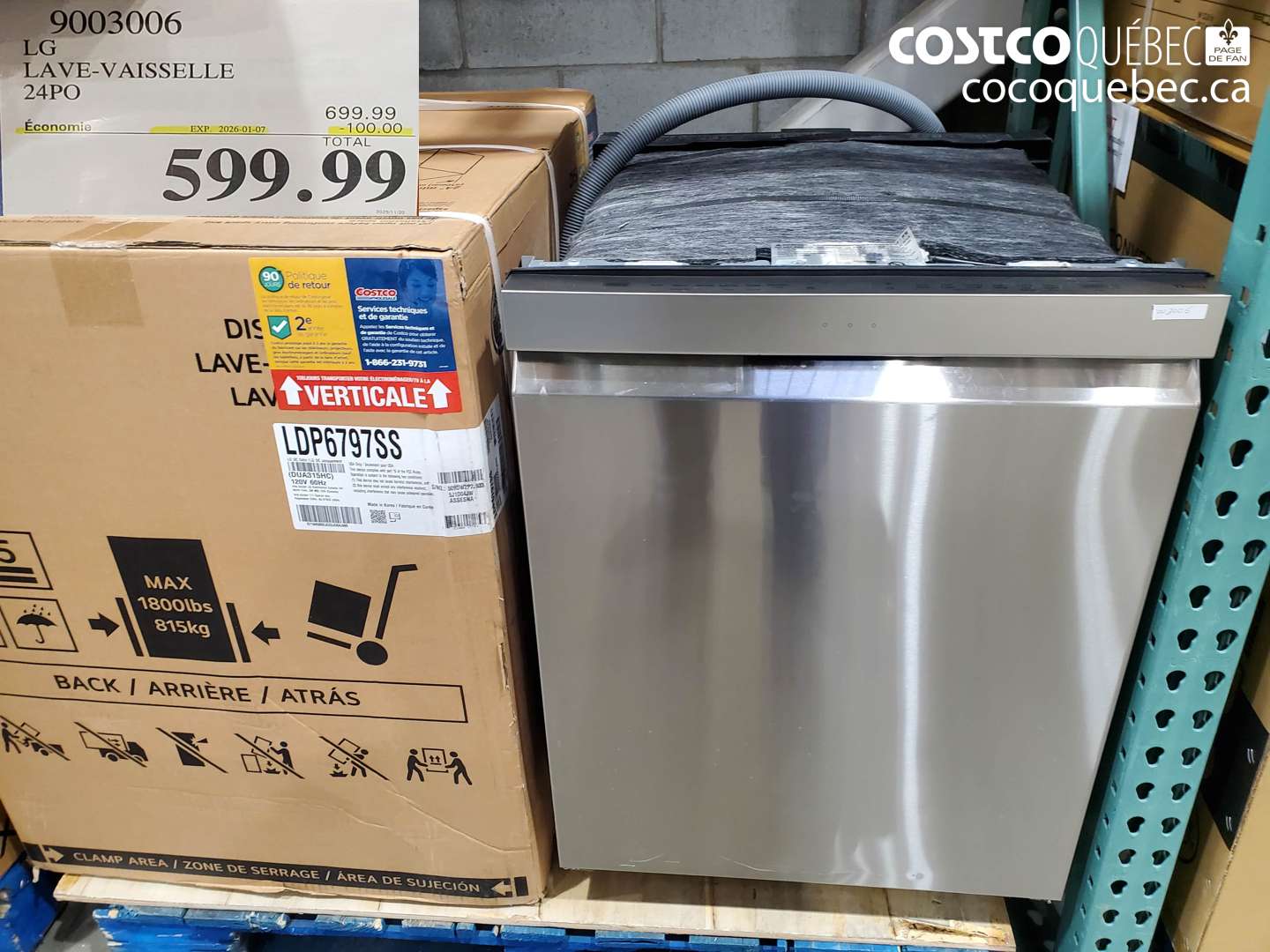 9003006 LG LAVE-VAISSELLE 24PO ($100.00 INSTANT SAVINGS EXPIRES ON 2026-01-07) $599.99