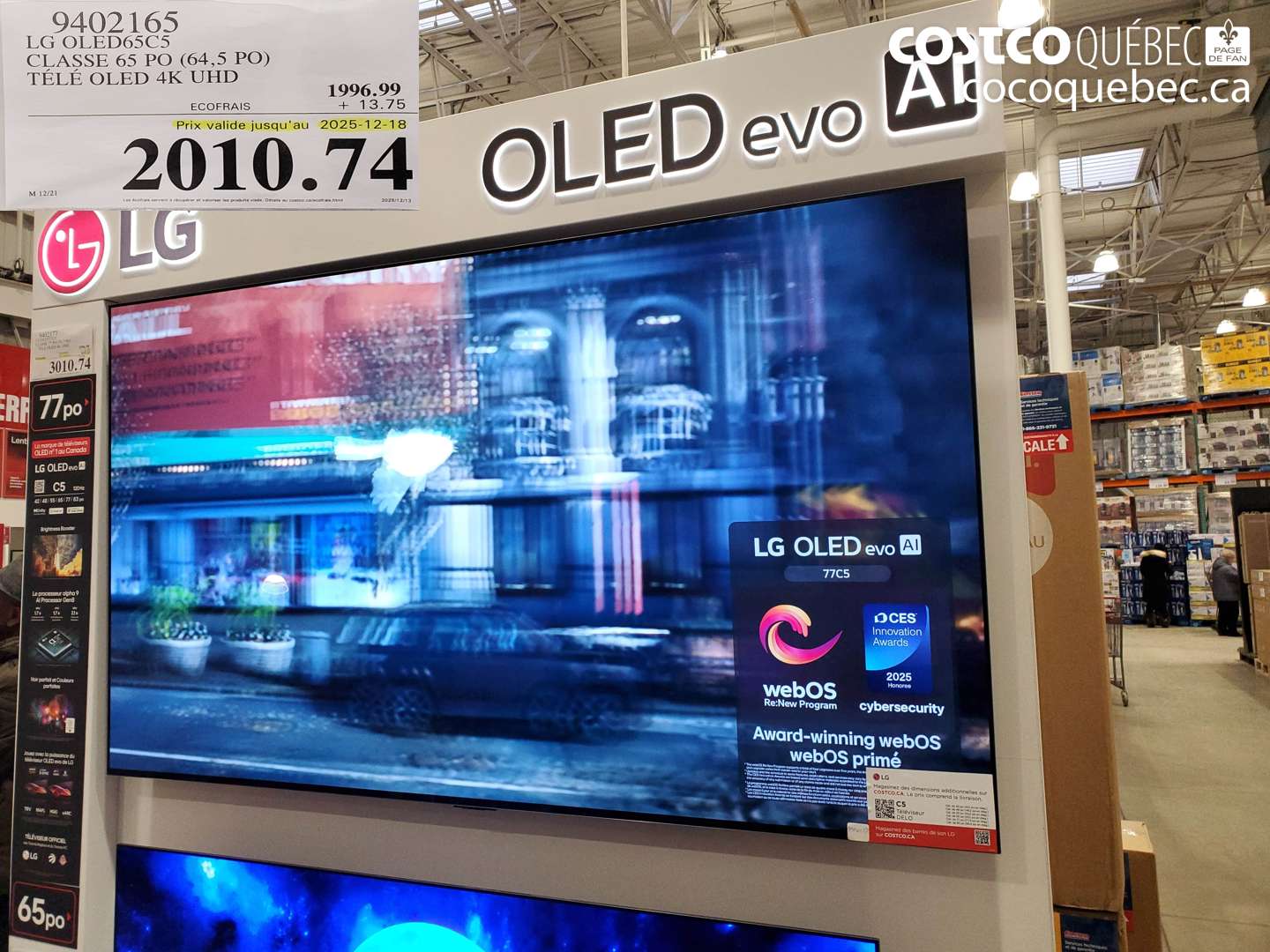 9402165 LG OLED65C5 CLASSE 65 PO (64,5 PO) TÉLÉ OLED 4K UHD (EXPIRES ON 2025-12-18) $2010.74