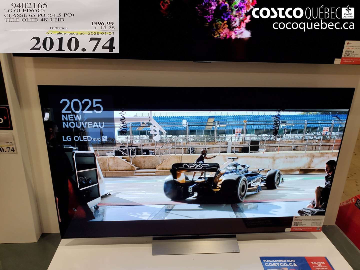 9402165 LG OLED65C5 CLASSE 65 PO (64,5 PO) TÉLÉ OLED 4K UHD (EXPIRES ON 2026-01-01) $2010.74