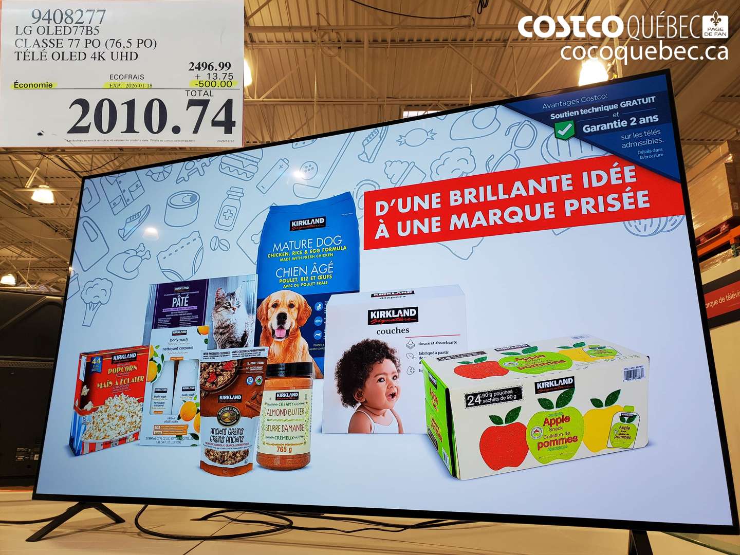 9408277 LG OLED77B5 CLASSE 77 PO (76,5 PO) TÉLÉ OLED 4K UHD ($500.00 INSTANT SAVINGS EXPIRES ON 2026-01-18) $2010.74