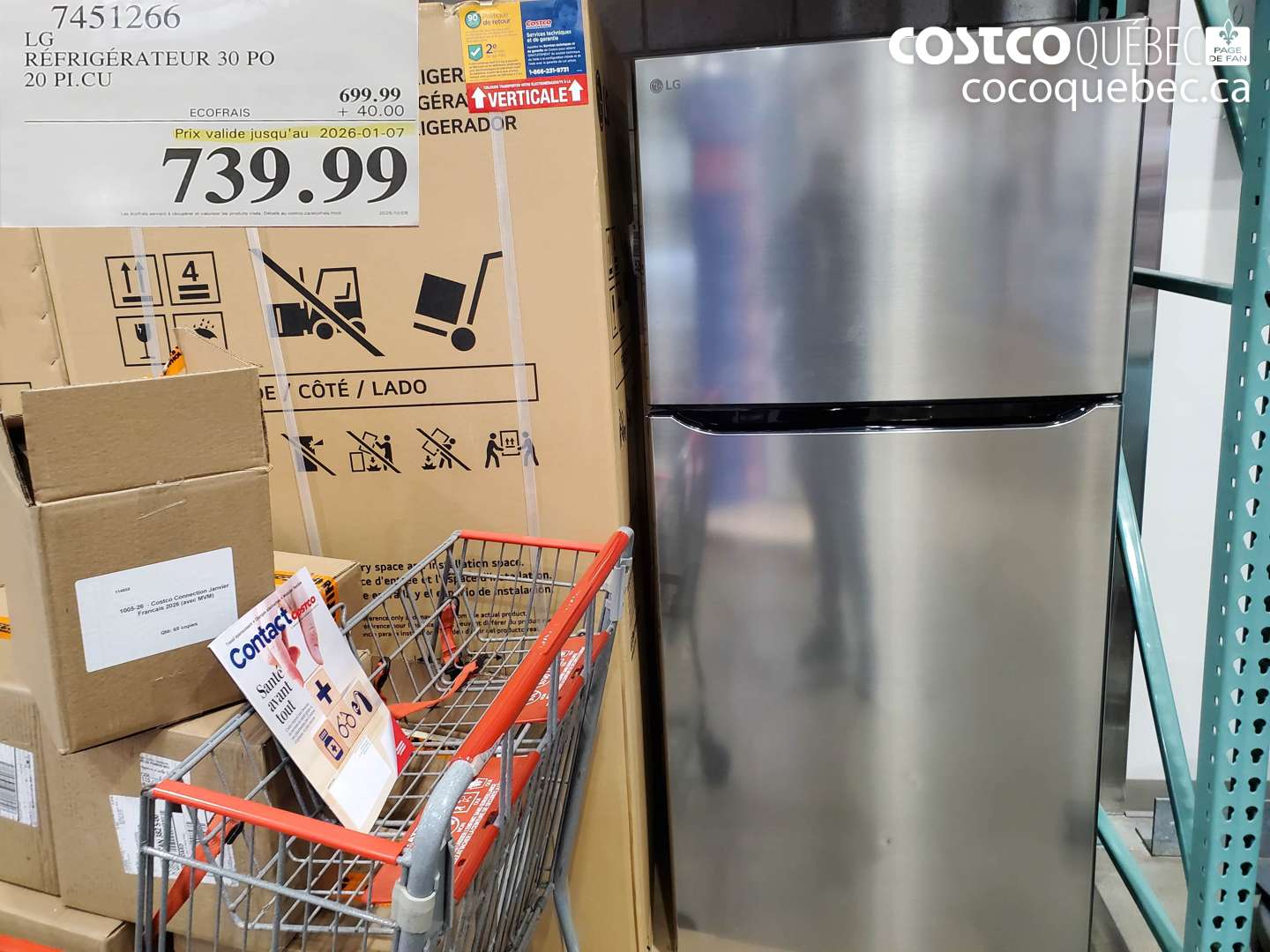 7451266 LG RÉFRIGÉRATEUR 30 PO 20 PI.CU (EXPIRES ON 2026-01-07) $739.99